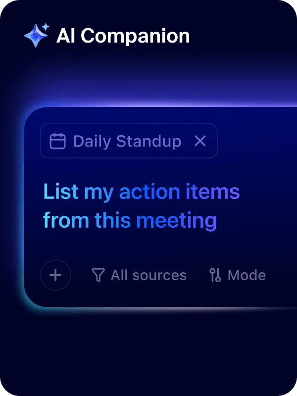 Visual AI Companion diminta untuk mencantumkan item tindakan dari rapat
